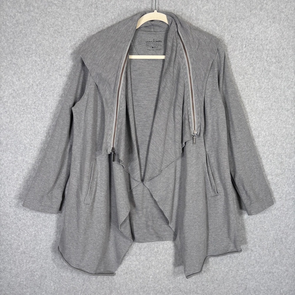 Neon Buddha Cardigan Jacket Small Waterfall‎ Hooded Zipper Accent Lagenlook Boho